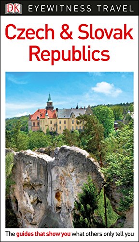 "Travel guide cover featuring a castle on a cliff surrounded by trees."