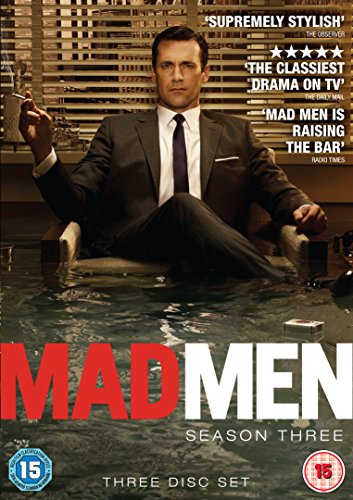DVD cover for "Mad Men Season 3" featuring a man in a flooded office.