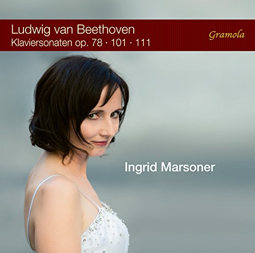 A woman in a white top looks over her shoulder, Beethoven CD cover.