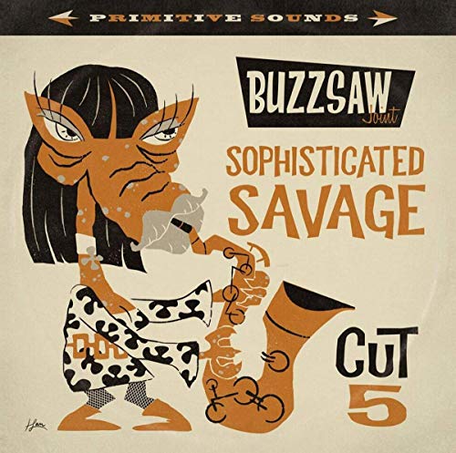 "Album cover with cartoon character playing saxophone, 'Sophisticated Savage' and 'Cut 5' text."