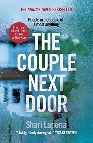 Book cover of "The Couple Next Door" with white text on a house image.