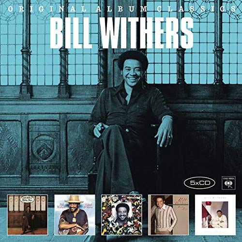 "CD cover featuring Bill Withers sitting on a staircase, with five album covers below."