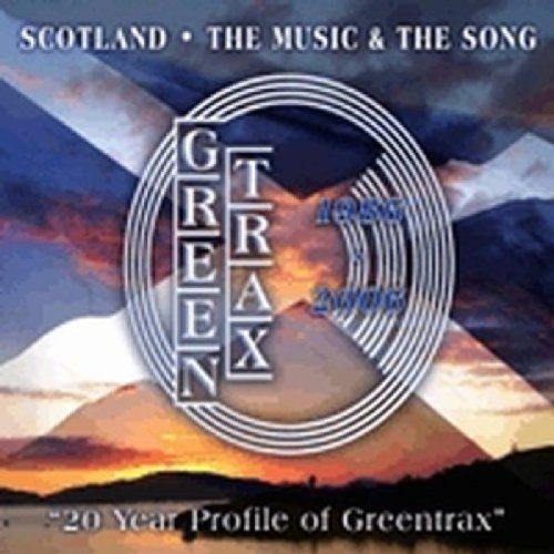 "CD cover featuring a Scottish flag and Greentrax logo over a scenic landscape."