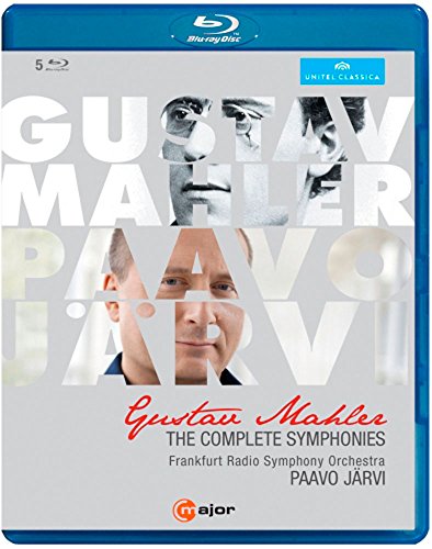 Blue-ray case with a grey background and images of Mahler and conductor Paavo Jarvi.