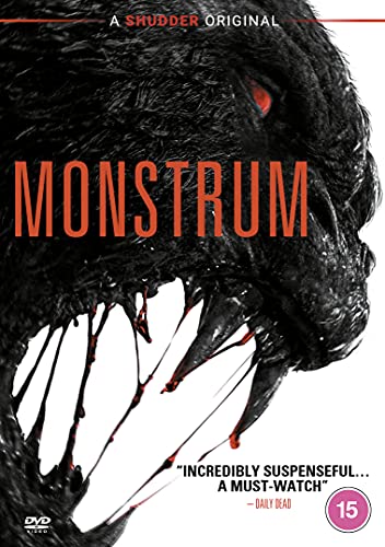 DVD cover for "Monstrum" featuring a black creature with red eyes and sharp teeth.