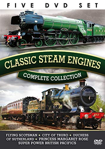 DVD cover featuring two classic steam locomotives with green banner and train images.