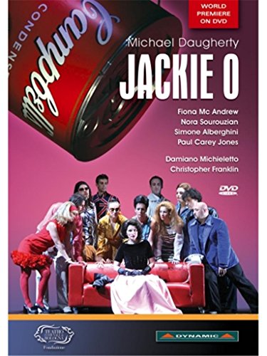 DVD cover for "Jackie O" featuring actors around a red couch, with a can above.