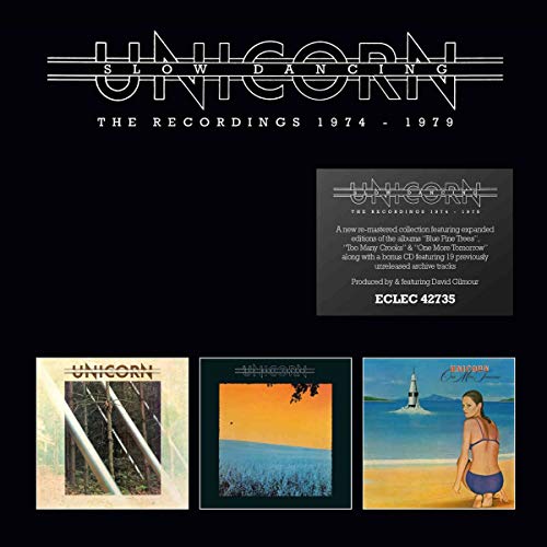 "Black album cover with 'Unicorn' title and three smaller album covers below."