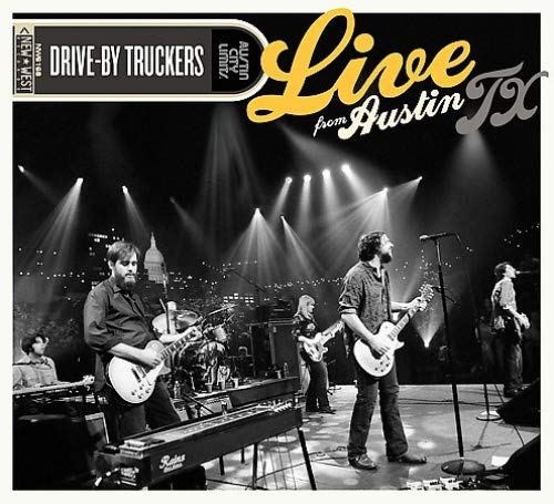 "Back cover of 'Drive-by Truckers - Live From Austin, Tx' CD with tracklist and barcode."