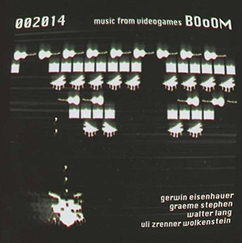 "CD cover with piano keys and text on a black background."