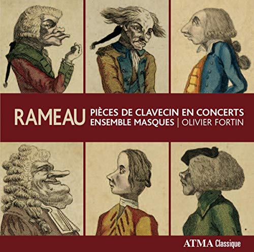 "CD cover with five vintage-style portrait illustrations on beige background, red banner with text."