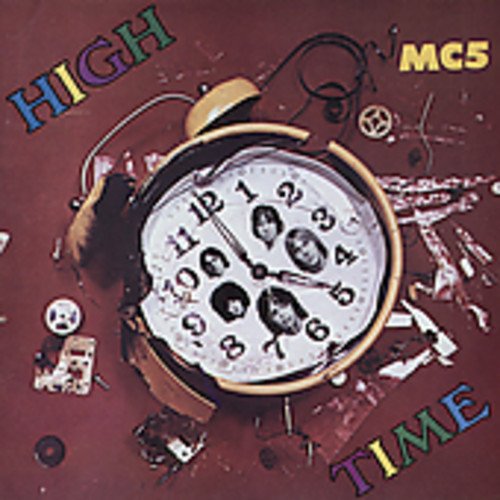 "Album cover featuring a broken alarm clock with band members' faces on its face."