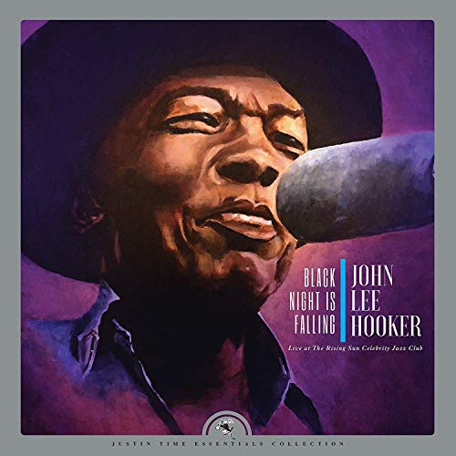 Vinyl album cover featuring John Lee Hooker singing into a microphone, with purple background.