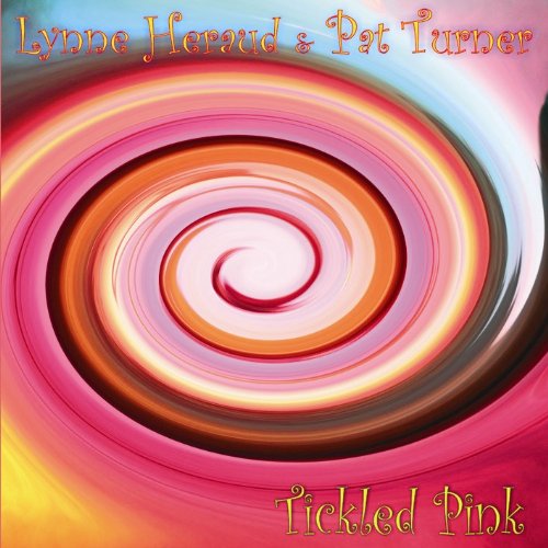Album cover with swirling pink, orange, and yellow spiral pattern, artist names at top.