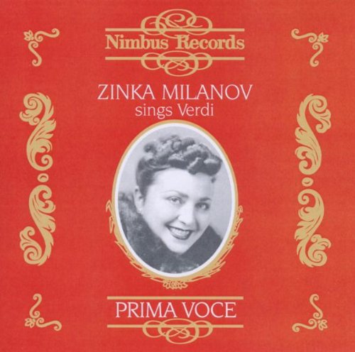 Red CD cover with gold designs, featuring a black-and-white portrait of Zinka Milanov.