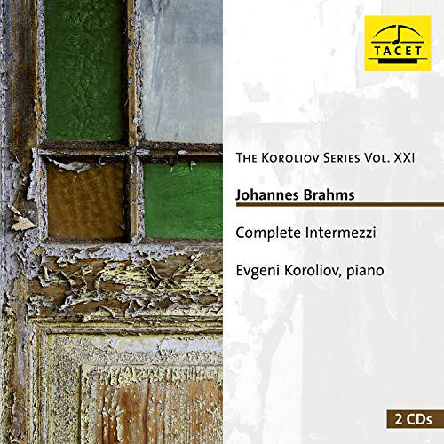 CD cover with old window image and text describing Johannes Brahms' music.
