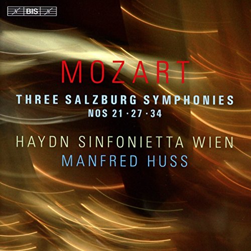 Mozart CD cover with abstract gold background and red, white, and blue text.