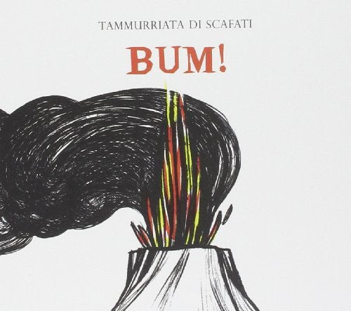 Album cover with a sketched volcano erupting, red and yellow flames, on a beige background.