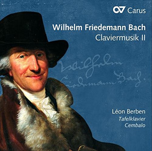 CD cover featuring a portrait of Wilhelm Friedemann Bach against a blue background.