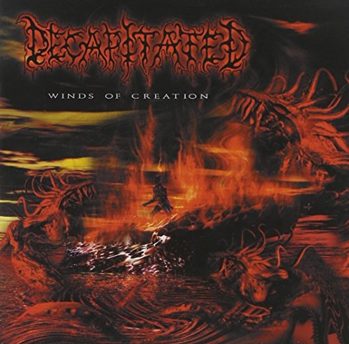 "Album cover art with red and black abstract design, 'Decapitated - Winds Of Creation' text."