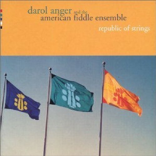 "CD cover with three flags on poles against a blue sky, orange banner above."
