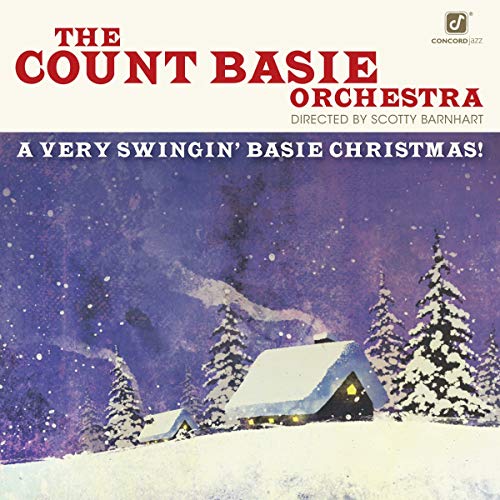 "Album cover featuring a snowy cabin scene with 'Count Basie Orchestra' in red text."