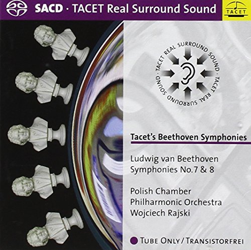 CD cover with Beethoven busts and swirling disc on a black and white background.