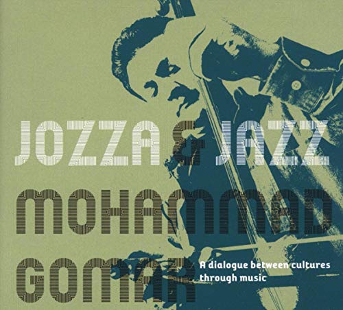 "CD cover with a man playing a double bass, green and blue-toned image."