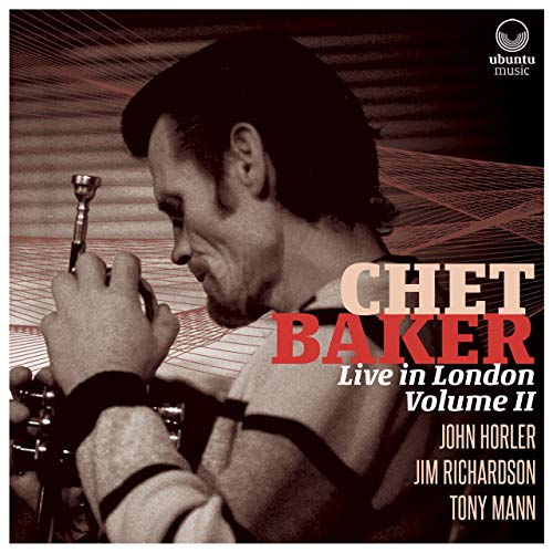 Chet Baker's album cover featuring a man playing trumpet with text overlay.