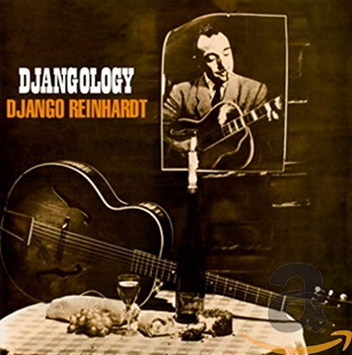CD cover: Django Reinhardt portrait with guitar and still life.