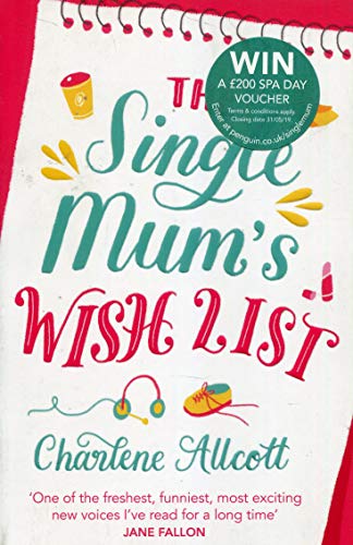 "The Single Mum's Wish List" book cover featuring colorful text and playful illustrations on a notepad.