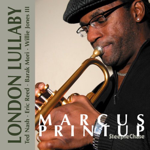 "Album cover featuring a man playing a trumpet, wearing glasses and a hat."