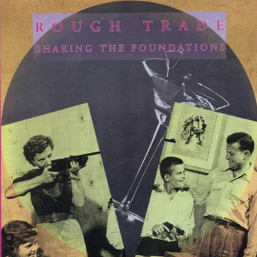 "Album cover with collage of black and white photos and pink text on purple rectangle."