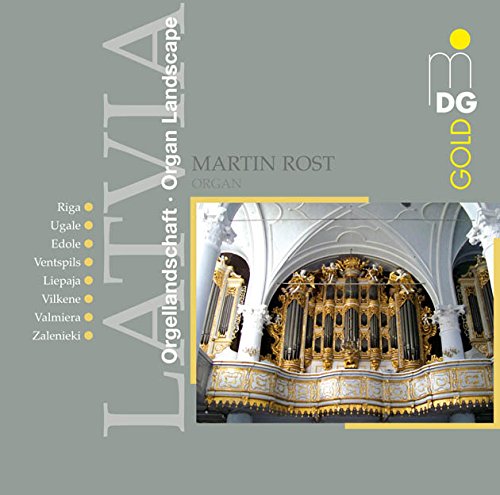 "CD cover featuring a large ornate pipe organ in a church, gray background."