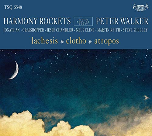 "Album cover with night sky, clouds, and moon, featuring white and yellow text."
