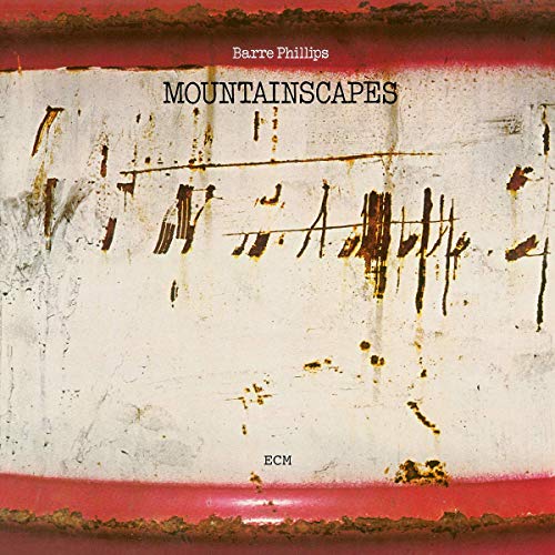 "Album cover with abstract, grungy design, titled 'Barre Phillips - Mountainscapes'."