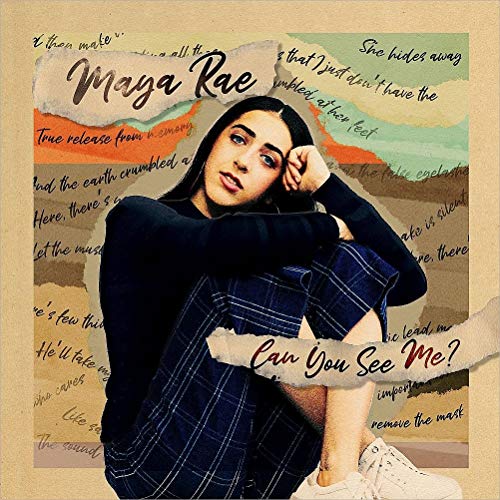 "Album cover with a woman in black against a layered, earth-toned background with handwritten text."