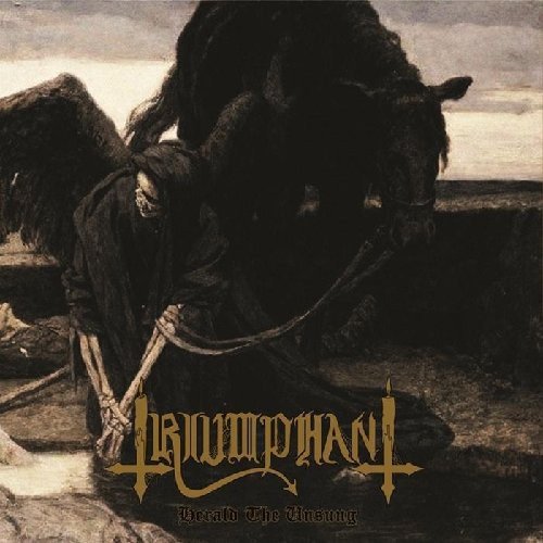 "Triumphant album cover featuring a grim reaper with a black horse."