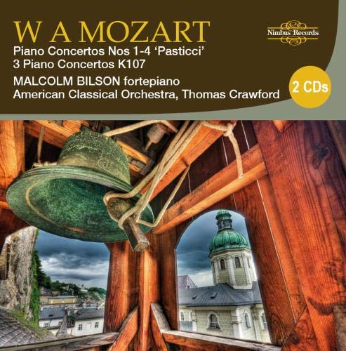 "W.A. Mozart CD cover featuring a bell and church steeple."