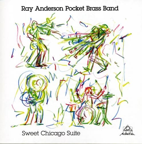 "CD case with abstract drawing of musicians and text 'Ray Anderson Pocket Brass Band'."