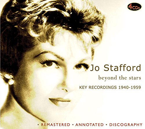 "CD cover featuring sepia-toned portrait of Jo Stafford with text and '4 CDs' logo."