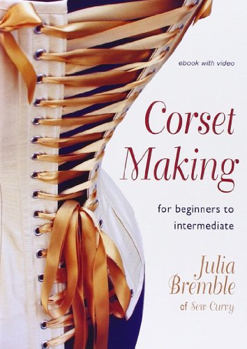 "Book cover featuring a white corset with gold lacing on a white background."