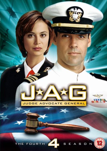 DVD cover for "JAG Season 4" featuring a man and woman in military uniforms.