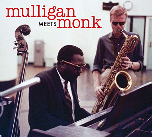 Album cover with two musicians: Thelonious Monk at piano and Gerry Mulligan with saxophone.