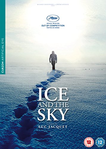 DVD cover for "Ice and the Sky" with a man walking on ice.