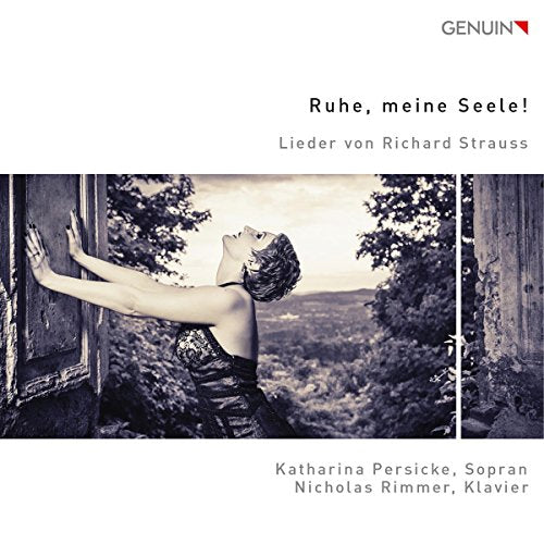 A CD cover with a black-and-white image of a woman leaning against a stone pillar.