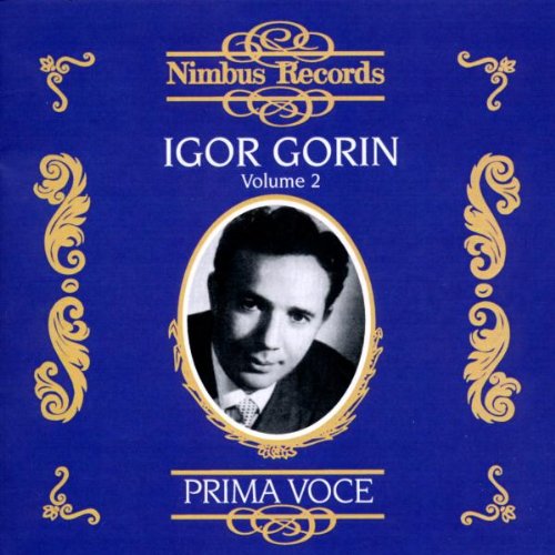 Blue CD cover with gold designs and black-and-white portrait of Igor Gorin.