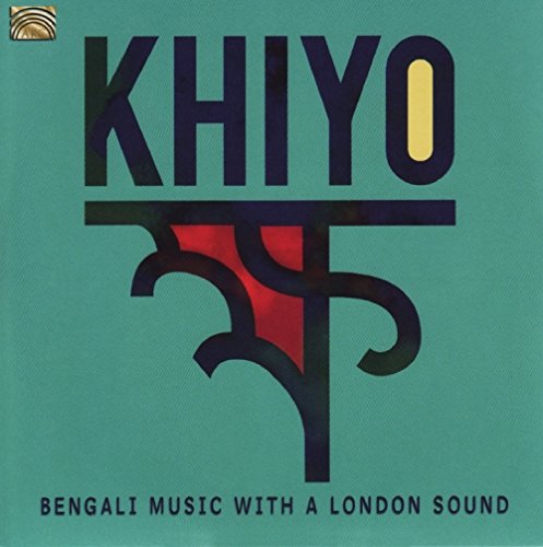 "Album cover with 'Khiyo' in large letters and stylized Bengali script on teal background."