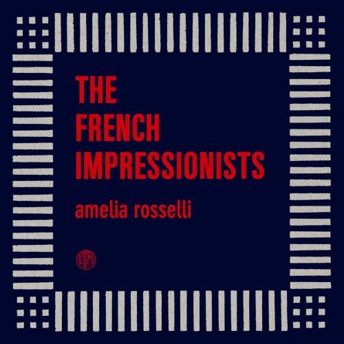 "Album cover with dark blue background, white border, and red text."