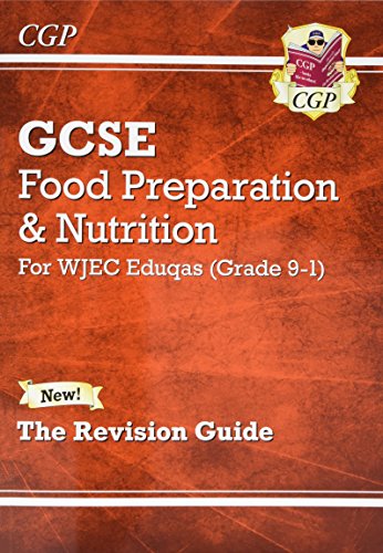 A red-brown book cover with "GCSE Food Preparation & Nutrition" written in white text.